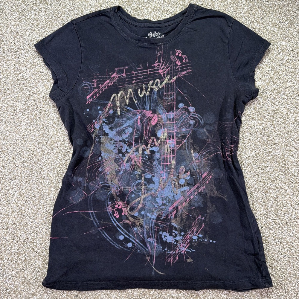Y2K Mudd Women's Top Size XL Black Graphic Tee